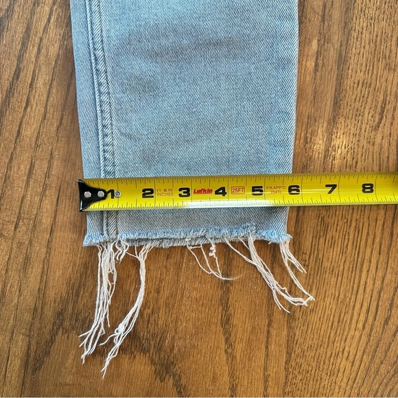 RE/DONE Jeans 90s High Rise Ankle Crop Raw Hem Button Fly Light Wash 25 - Picture 5 of 16